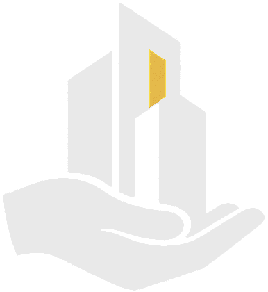 Logo Edilvos: mano che tiene nel palmo edifici